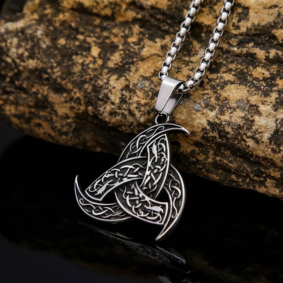 Viking Style Totem Triangular Necklace