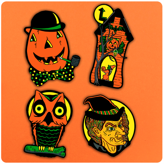 Set of 4 Illuminated Halloween Blowmold Cutout Set - Series 2