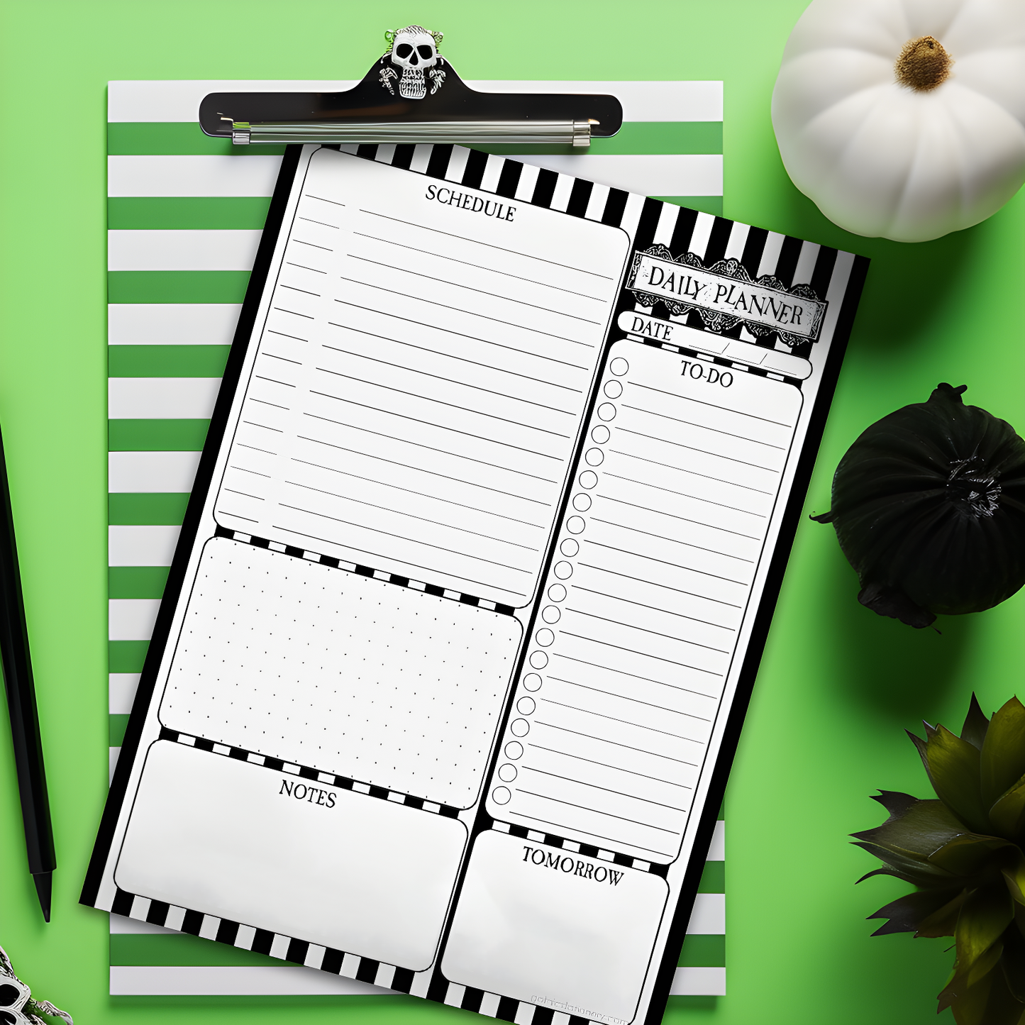 Beetlejuice Striped A5 Daily Desk Planner Diary Organiser