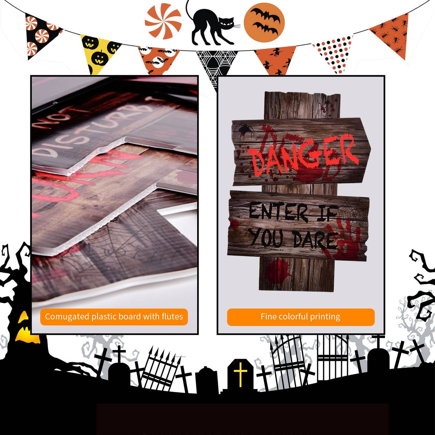 8pcs Halloween Yard Signs Bloody Hand