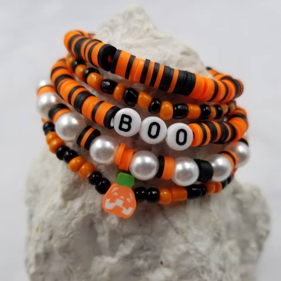 Halloween Boo Heishi Bracelet - Set of 5