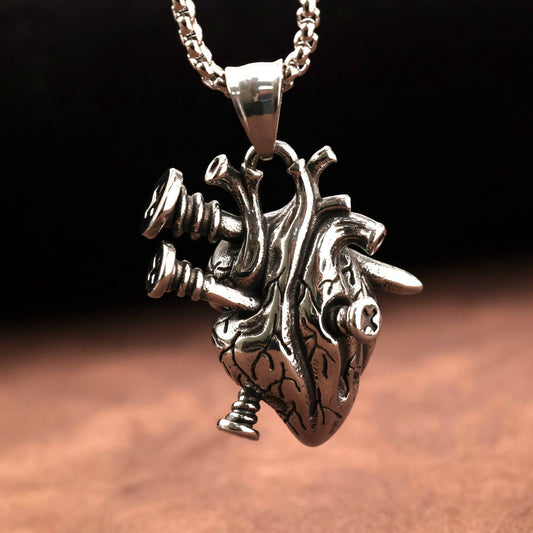 Vintage Men's Punk Gothic Screw Heart Pendant