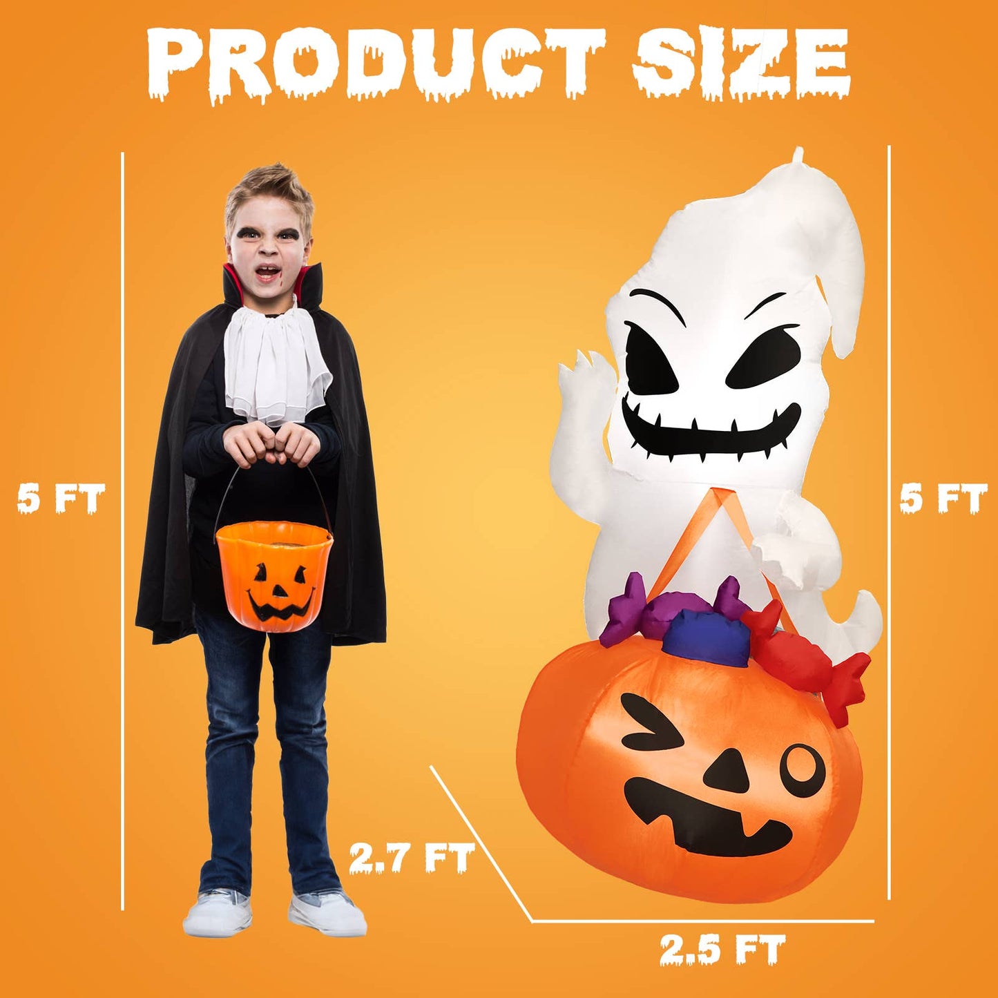 LED Ghost Inflatable with Treat Bag - Halloween Edition