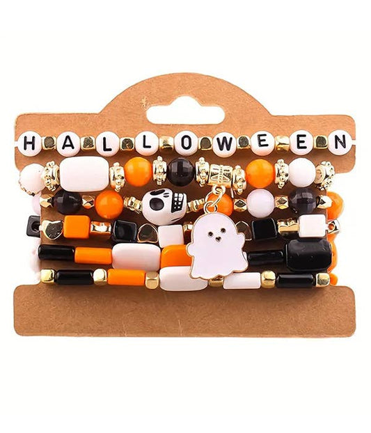 HALLOWEEN MIX CLAY BEAD 6 STRETCH BRACELET SET