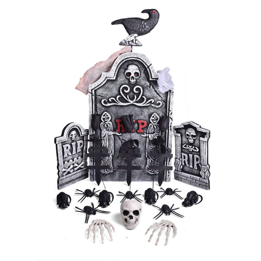 26 Pcs Halloween Tombstones and Accessories Set