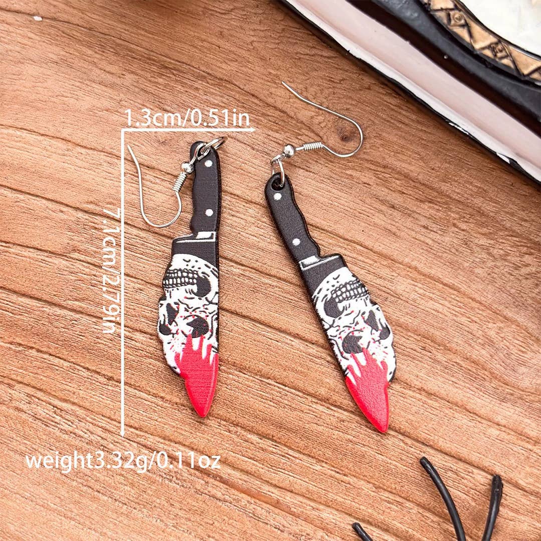Bloody Skull Blade Earrings