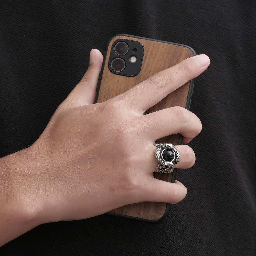 Vintage Noble Double Snake Titanium Steel Ring
