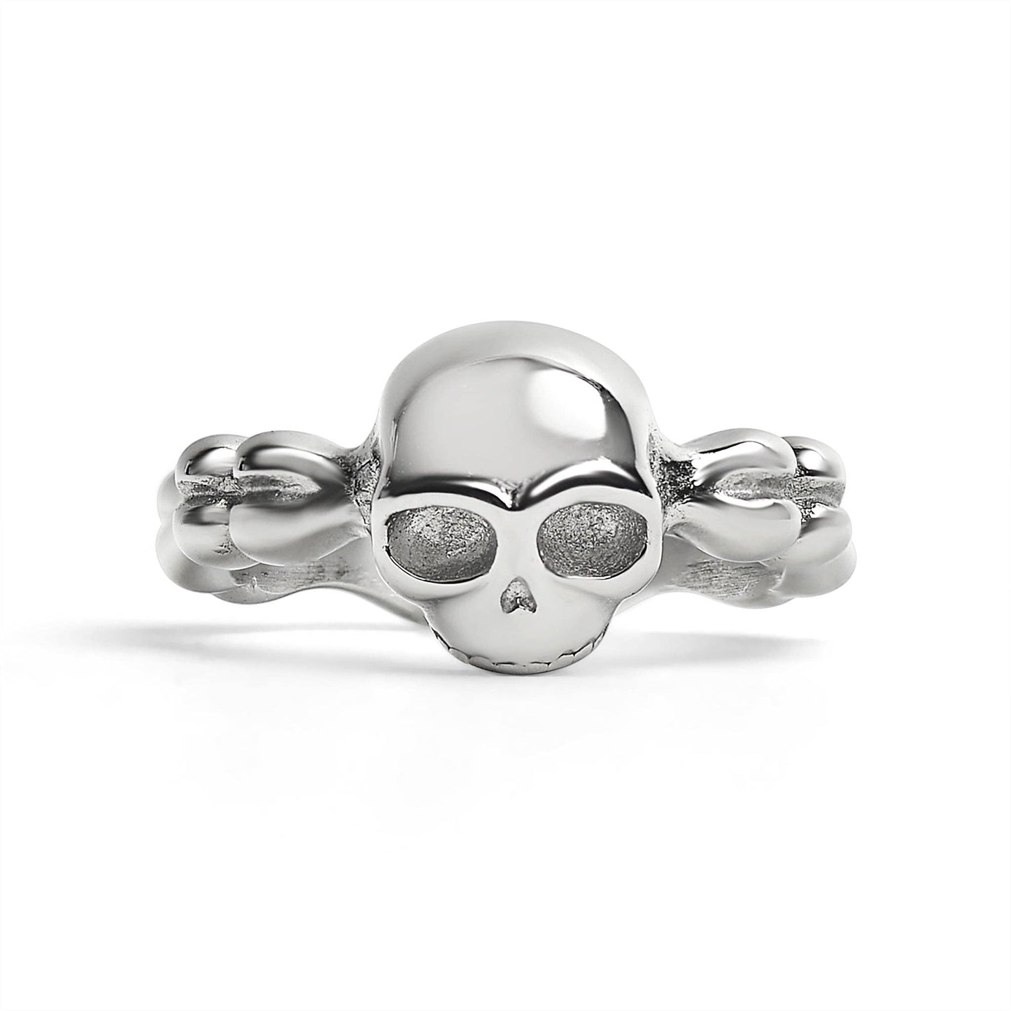 Stainless Steel Skull & Bones Women's Gothic Statement Ring