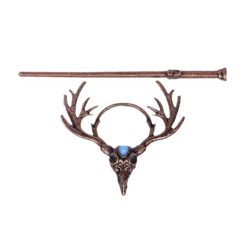 Vintage Gothic Raven Skull Antler Hairpin