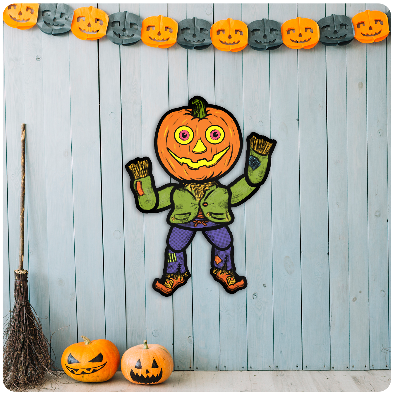 Jointed Halloween Scarecrow Cutout Decoration