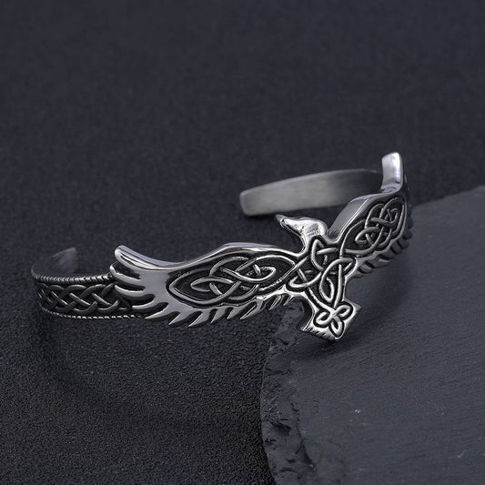 Eagle Viking Knot Titanium Steel Open Bracelet