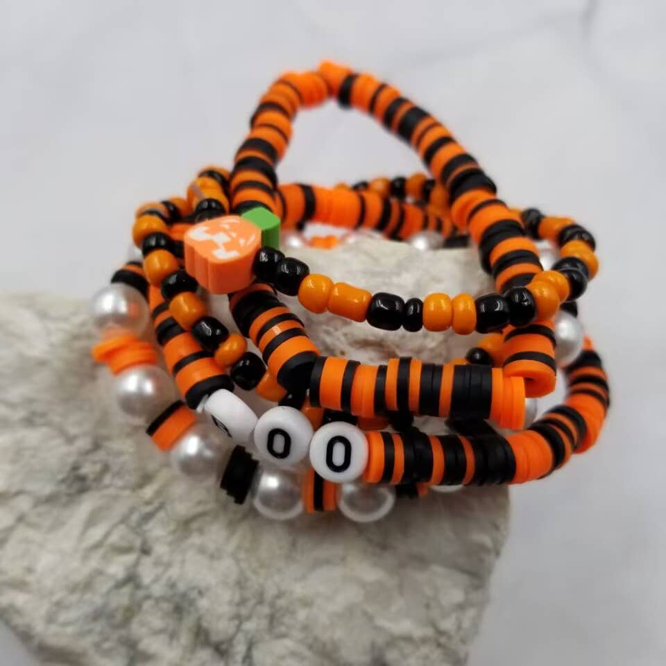 Halloween Boo Heishi Bracelet - Set of 5