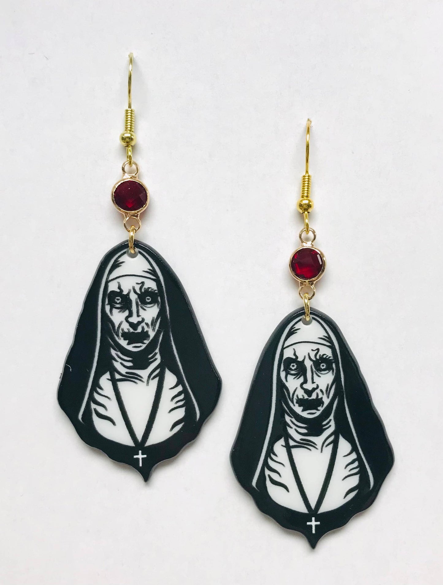 Black Evil Nun Acrylic Earrings