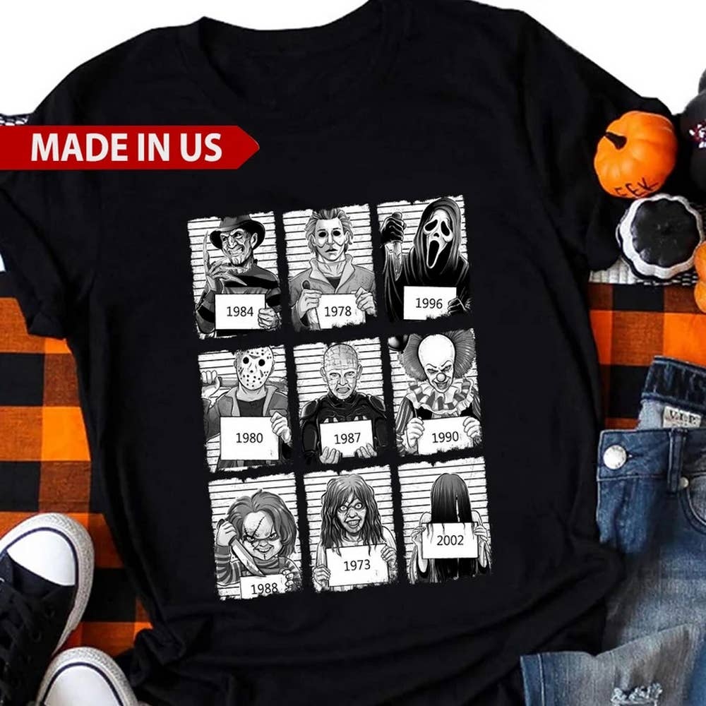 Horror Movies Characters Mugshot Shirt, Halloween Characters