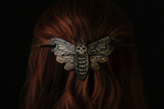 Vintage Gothic Skull Moth Hairpin