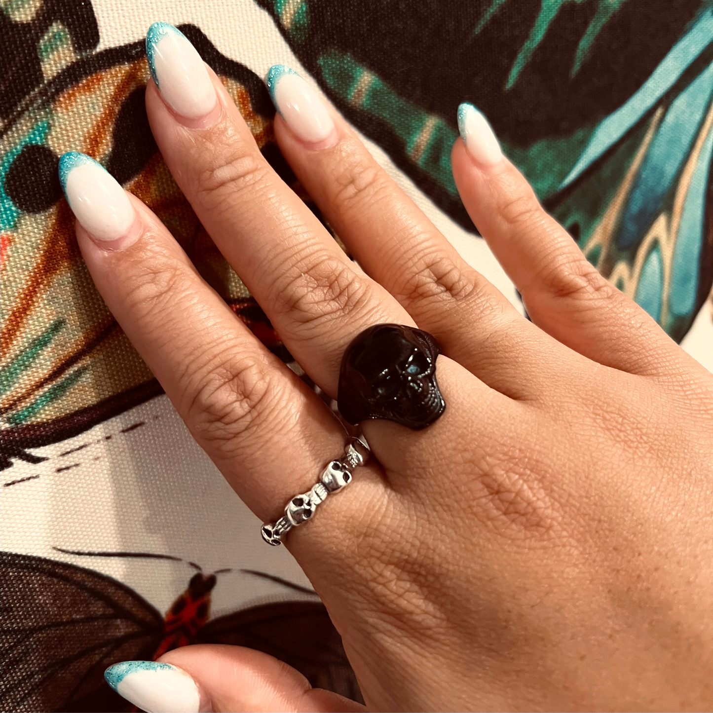 Stainless Steel Black Skull Ring