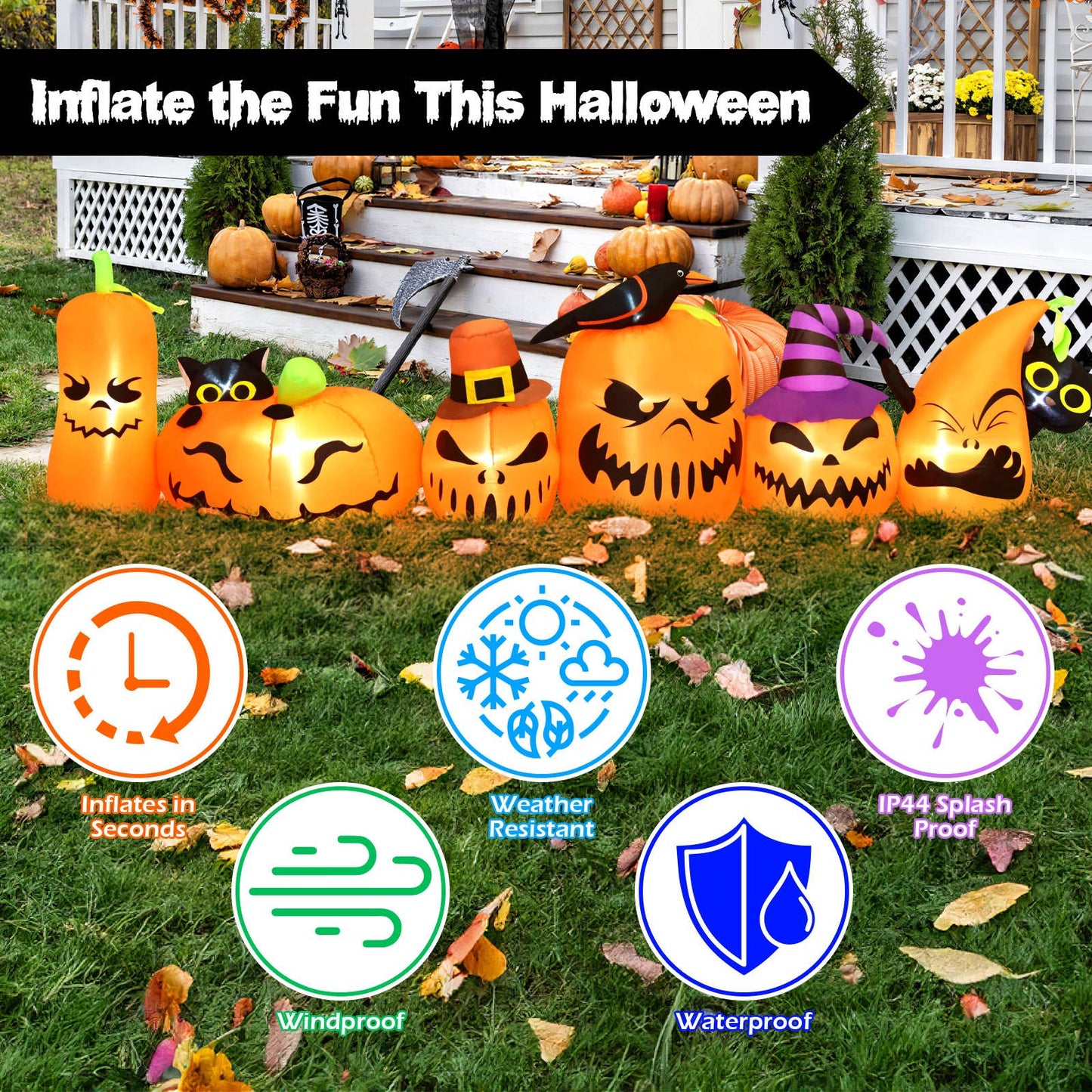 7FT Halloween Inflatable - Pumpkin Row