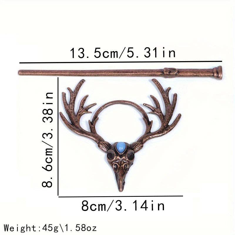 Vintage Gothic Raven Skull Antler Hairpin