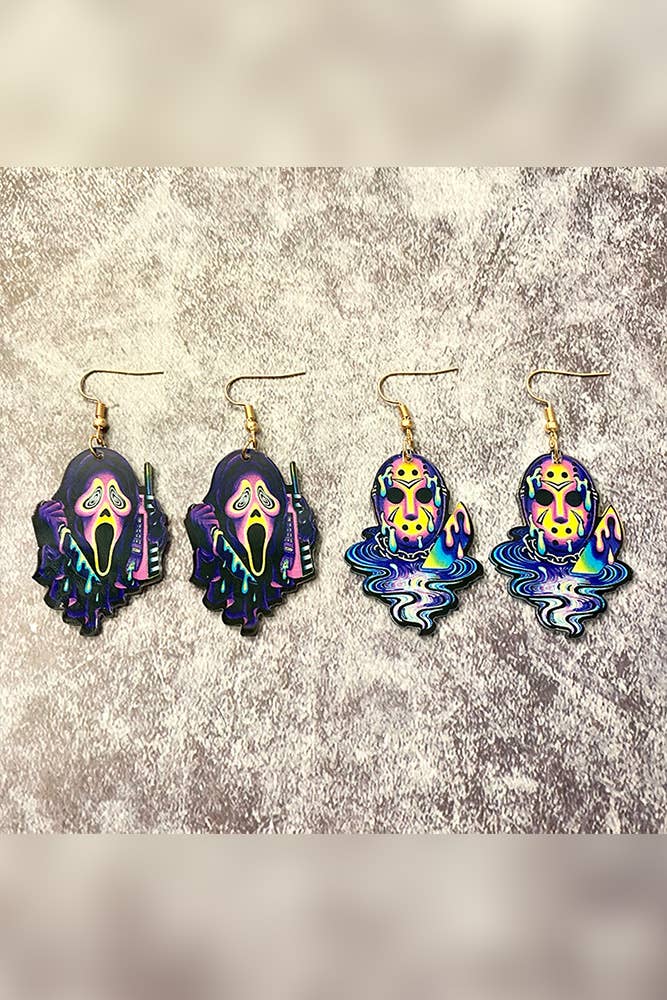Tie Dye Jason & Ghostface Earrings