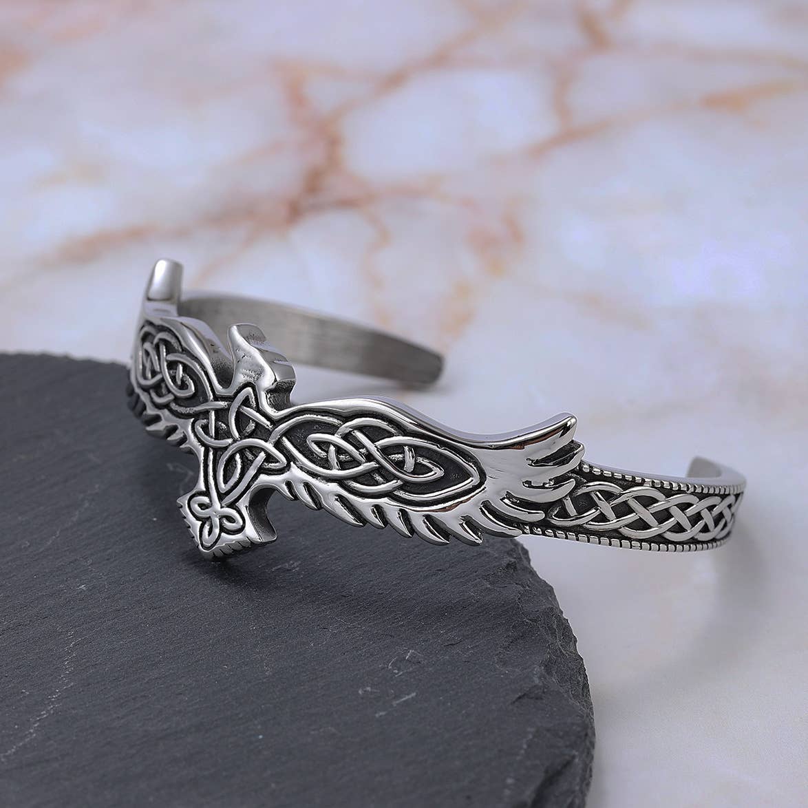 Eagle Viking Knot Titanium Steel Open Bracelet