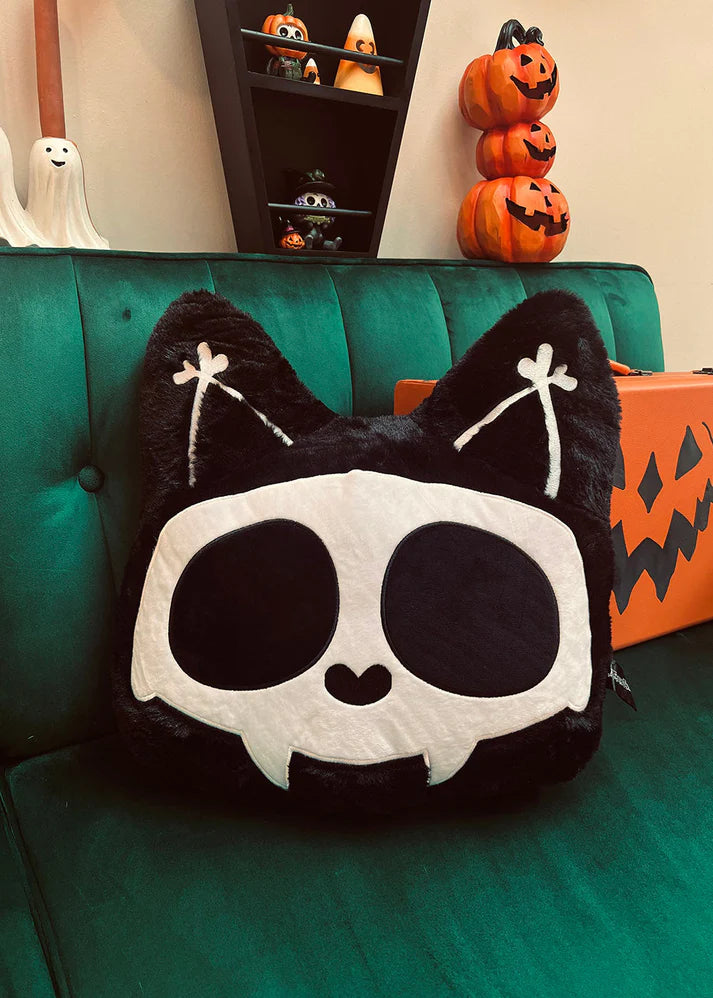 Skelekitty Throw Pillow