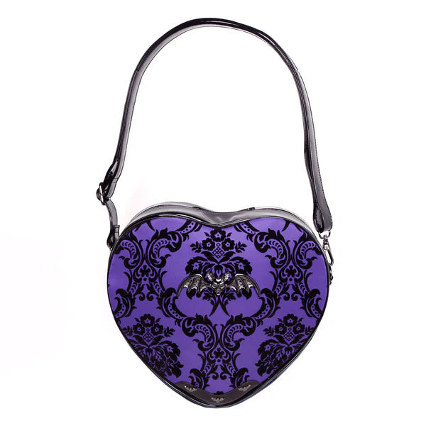 Damask Heart Shoulder Bag in Violet