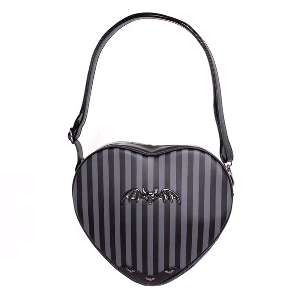 Pinstripe Heart Shoulder Bag